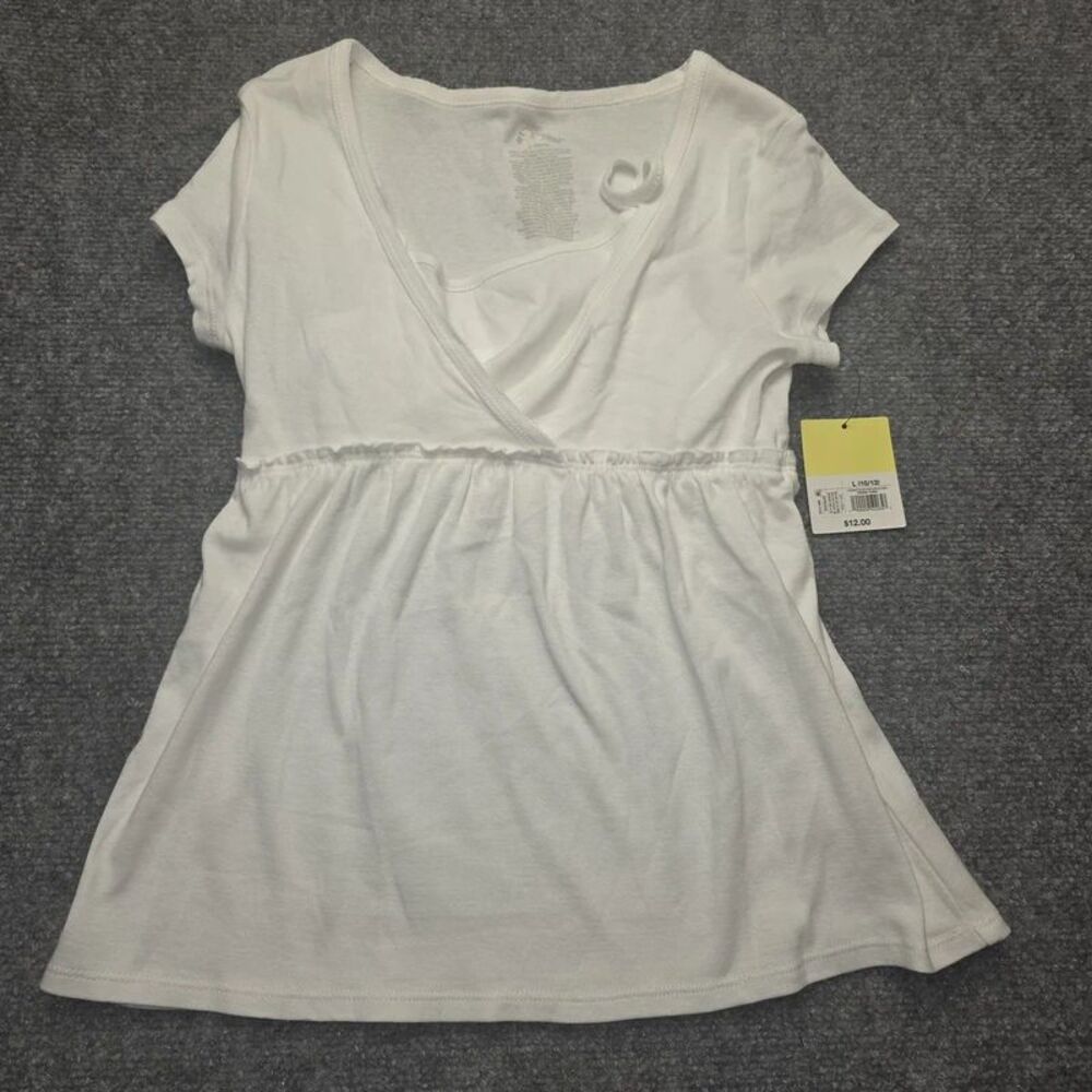 White Wrap Front Babydoll Top Size L 10/12
